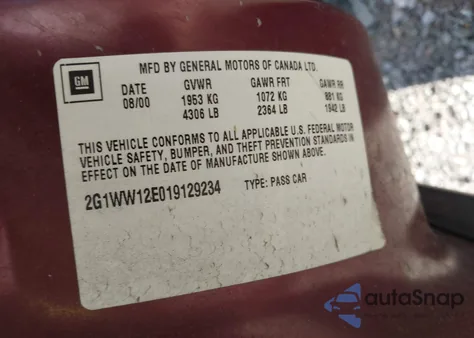 2001 Chevrolet Monte Carlo Ls из США, поврежденный, VIN 2G1WW12E019129234